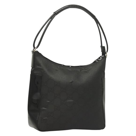 GUCCI GG Canvas Shoulder Bag Nylon Outlet Black Silver 77112 77112 - Picture 1 of 16